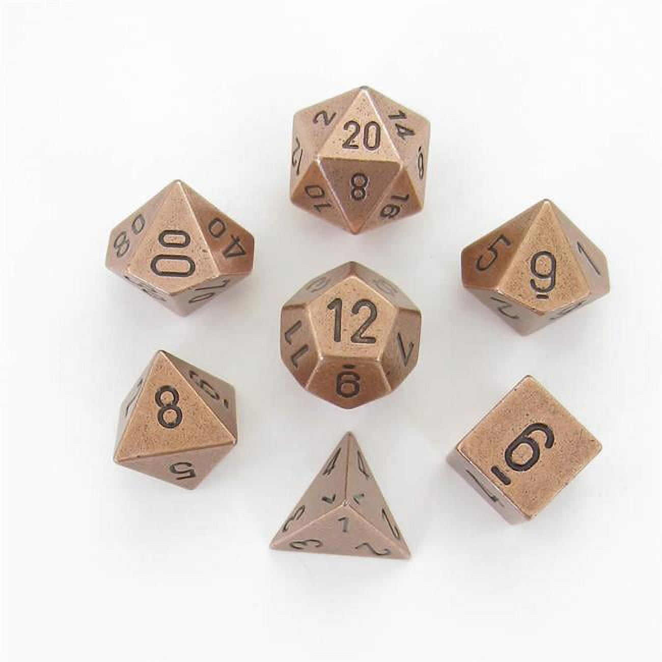 Chessex Manufacturing CHX27024 Metal Dice with Black Numbers - Copper, Set of 7