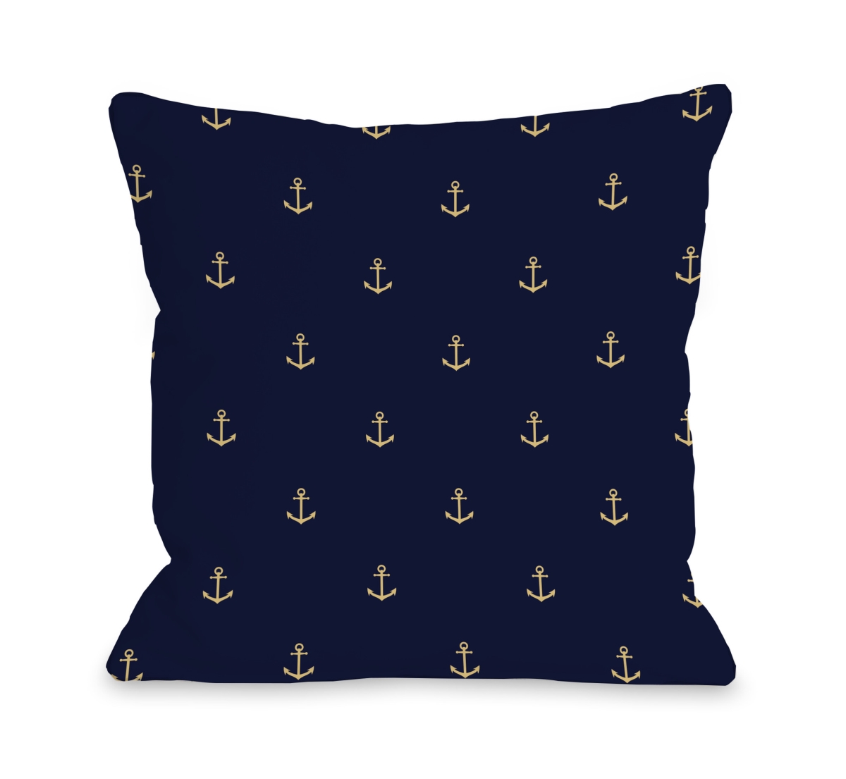 One Bella Casa 74994PL16 16 x 16 in. Tiny Anchor Pattern Pillow - Navy