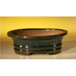 Bonsai Boy L182 8 x 6 x 2.5 in. Ceramic Bonsai Pot, Dark Green - Oval