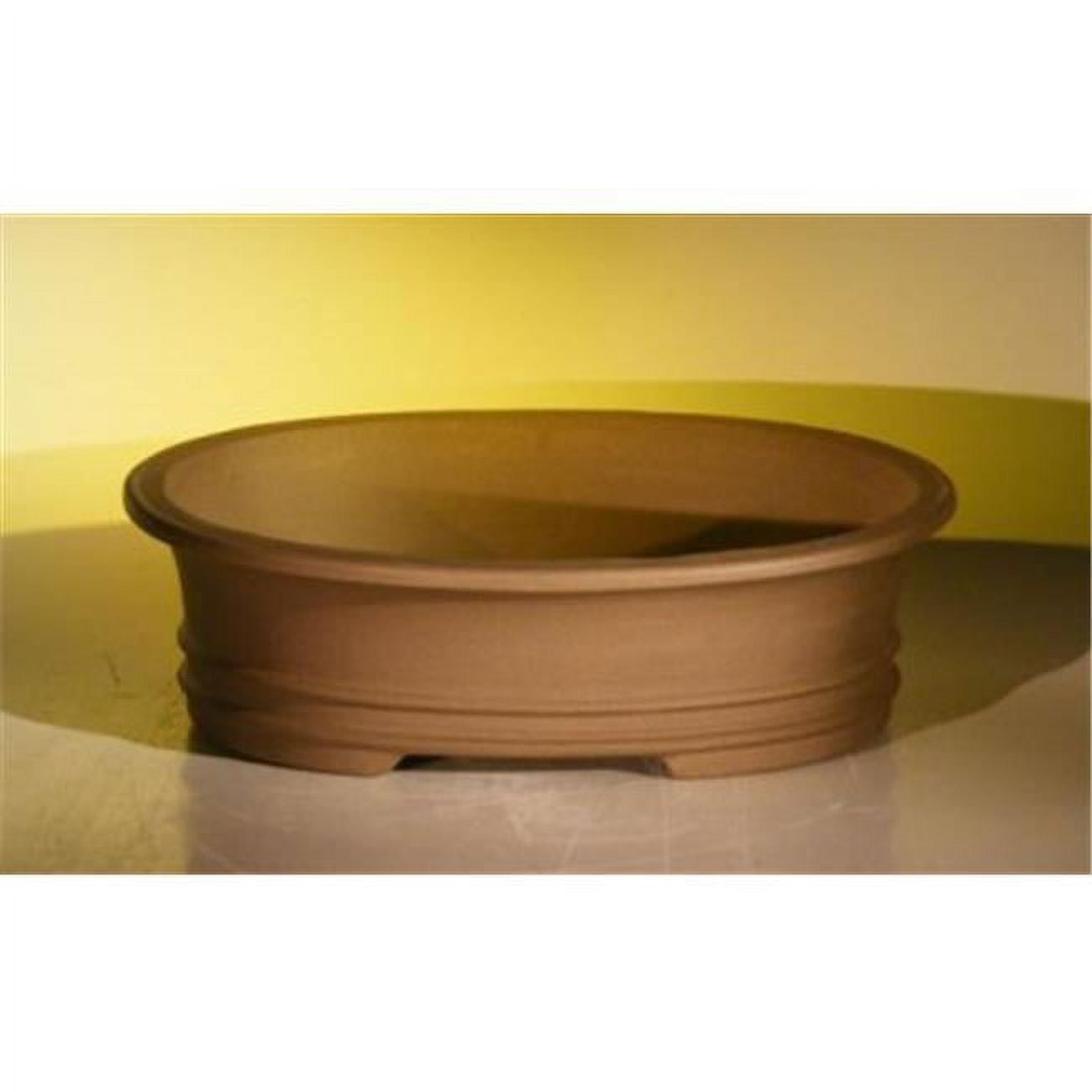 Bonsai Boy L296 Unglazed Ceramic Bonsai Pot, Tan - Oval
