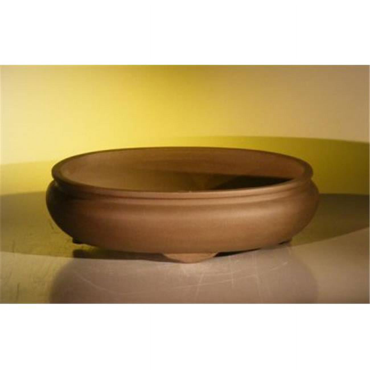 Bonsai Boy L294 14.125 x 11 x 4 in. Unglazed Ceramic Bonsai Pot, Tan - Oval