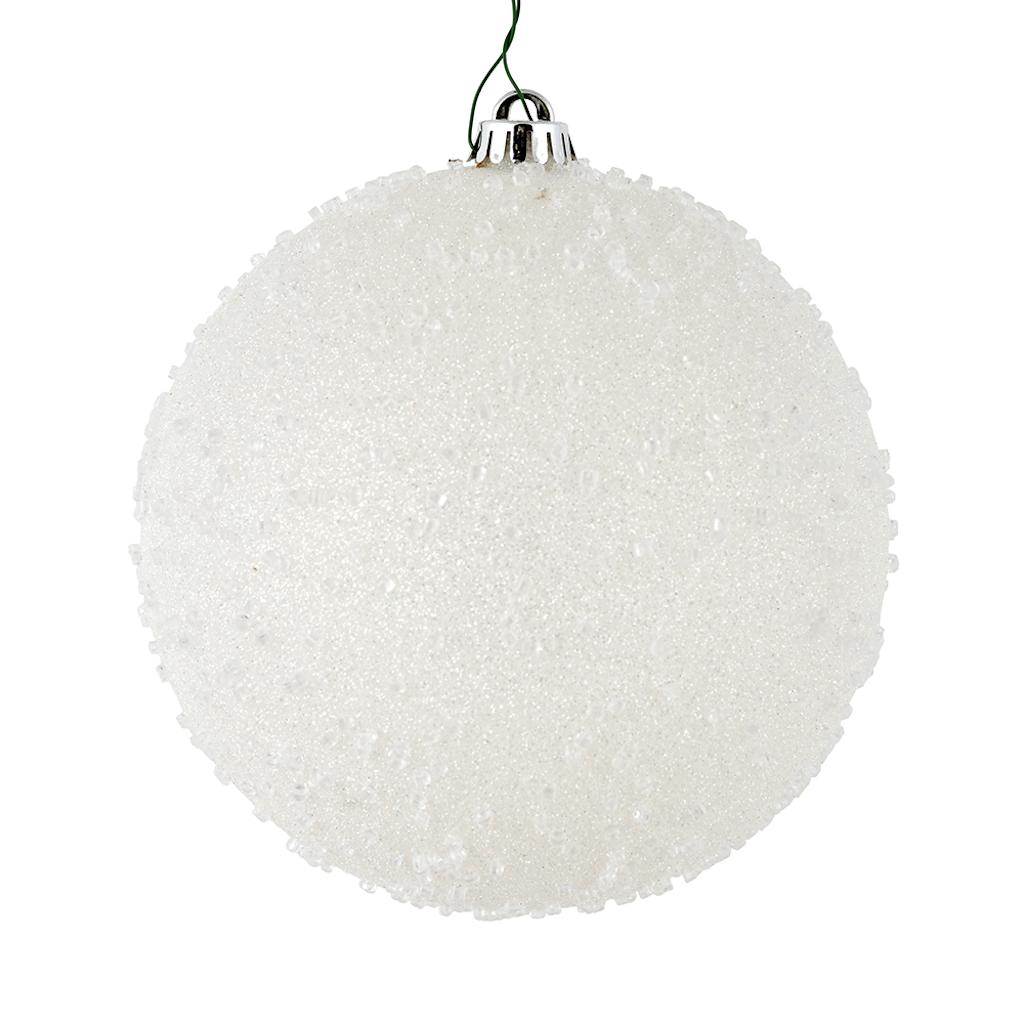 Vickerman N185111 4 in. White Ice Ball Ornament  6 per Bag