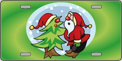 Smart Blonde XMAS-08 Santa with Christmas Tree in Snow Globe Full Color License Plates