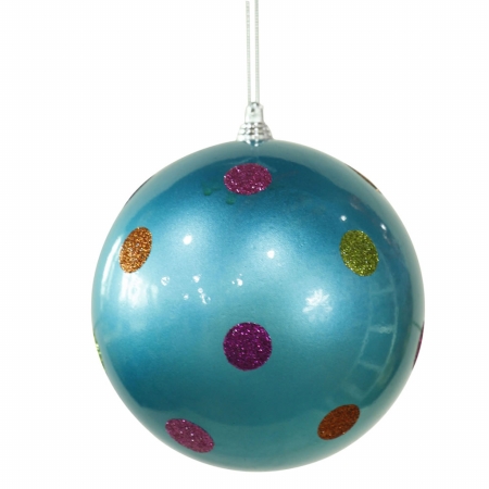 Vickerman M120212 5.5 in. Turquoise Candy Polka Dot Ball