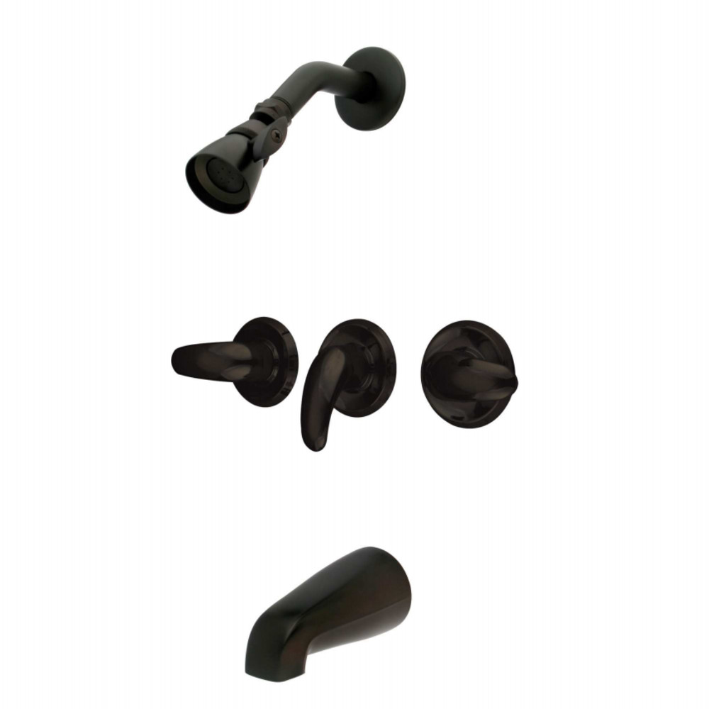 Kingston Brass KB235LL Tub & Shower Faucet with 3 Legacy Handle, Oil Rubbed Bronze