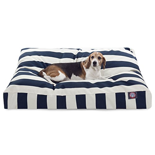 River Soap Company MajesticPet 788995502180 36 x 44 in. Vertical Stripe Rectangle Pet Bed, Navy Blue