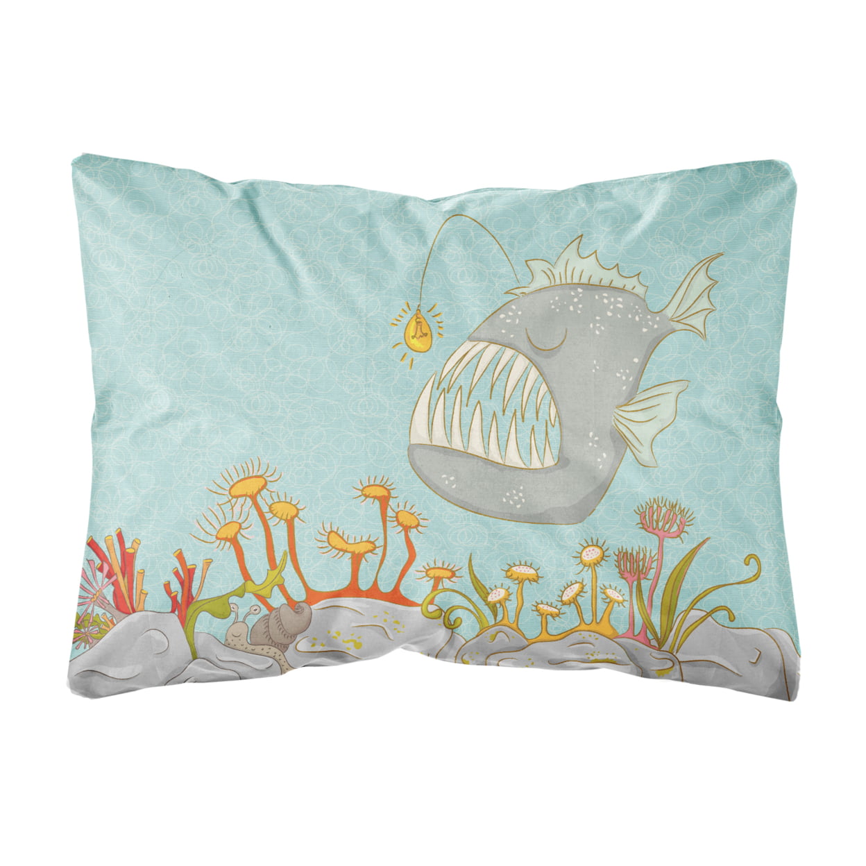 Caroline's Treasures BB8536PW1216 Frog Fish Scene Canvas Fabric Decorative Pillow