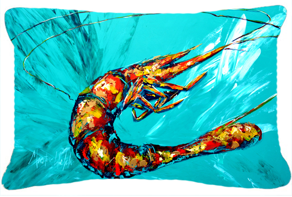 Caroline's Treasures MW1100PW1216 Shrimp Teal Shrimp Indoor & Outdoor Fabric Decorative Pillow