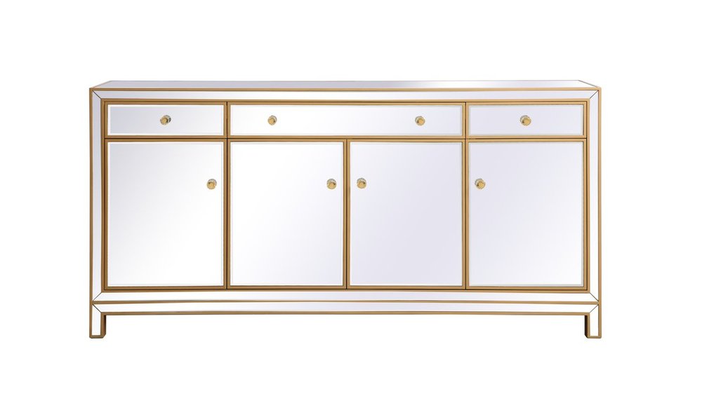 Elegant Furniture & Lighting Elegant Lighting MF72072G 72 in. Reflexion Mirrored Credenza, Gold
