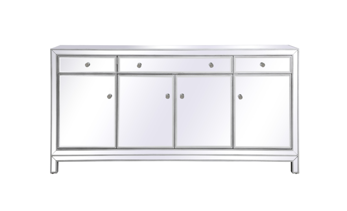 Elegant Furniture & Lighting Elegant Lighting MF72072S 72 in. Reflexion Mirrored Credenza - Antique Silver
