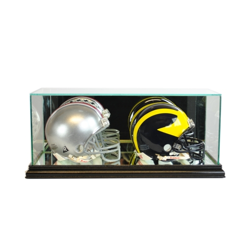 Perfect Cases DBMH-B Double Mini Football Helmet Display Case- Black