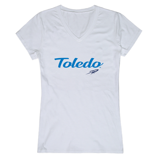 W Republic 555-396-WHT-02 University of Toledo Script T-Shirt for Women, White - Medium