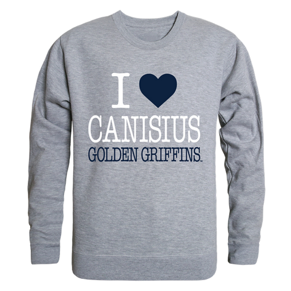 W Republic Products 552-277-HGY-03 Canisius College I Love Crewneck T-Shirt&#44; Heather Grey - Large