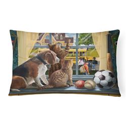 JensenDistributionServices 12 x 3 x 16 in. Beagle, Cats Back to School Canvas Fabric Decorative Pillow
