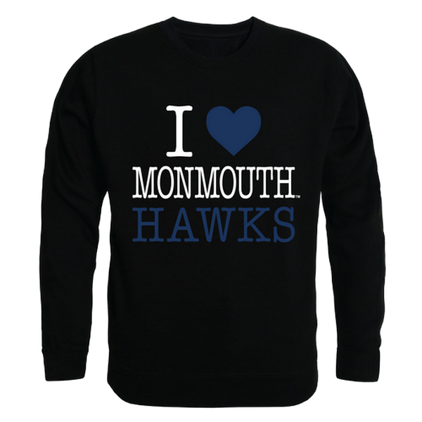 W Republic Products 552-345-BLK-01 Monmouth University I Love Crewneck T-Shirt, Black - Small