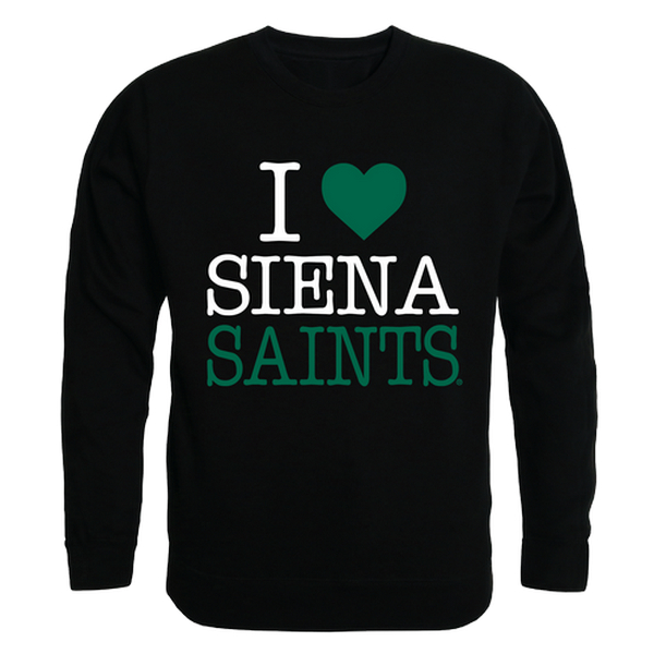 W Republic Products 552-379-BLK-03 Siena College I Love Crewneck T-Shirt,  Black - Large