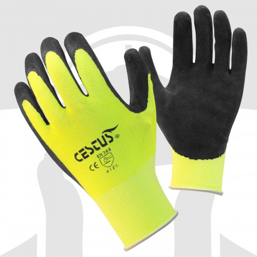 Cestus 6116 M Pro Series Ns Grip Nitrite Dipped Work One Pair Glove- Lime Green - Medium