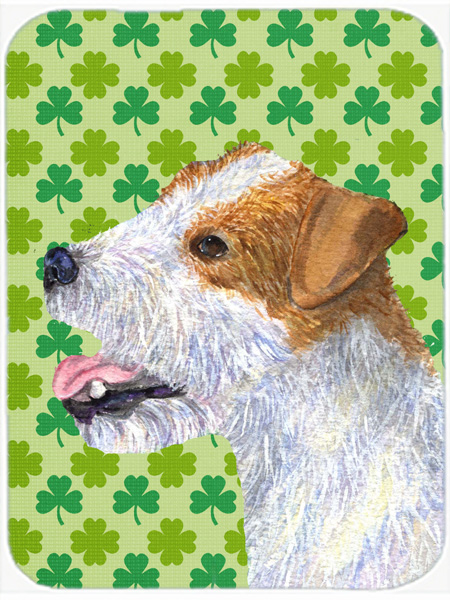 Caroline's Treasures SS4435LCB Jack Russell Terrier St. Patricks Day Shamrock Glass Cutting Board- Large