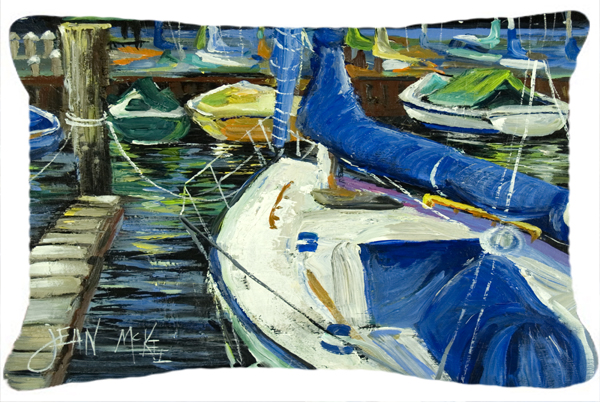 Caroline's Treasures JMK1031PW1216 Night On The Docks Sailboat Canvas Fabric Decorative Pillow