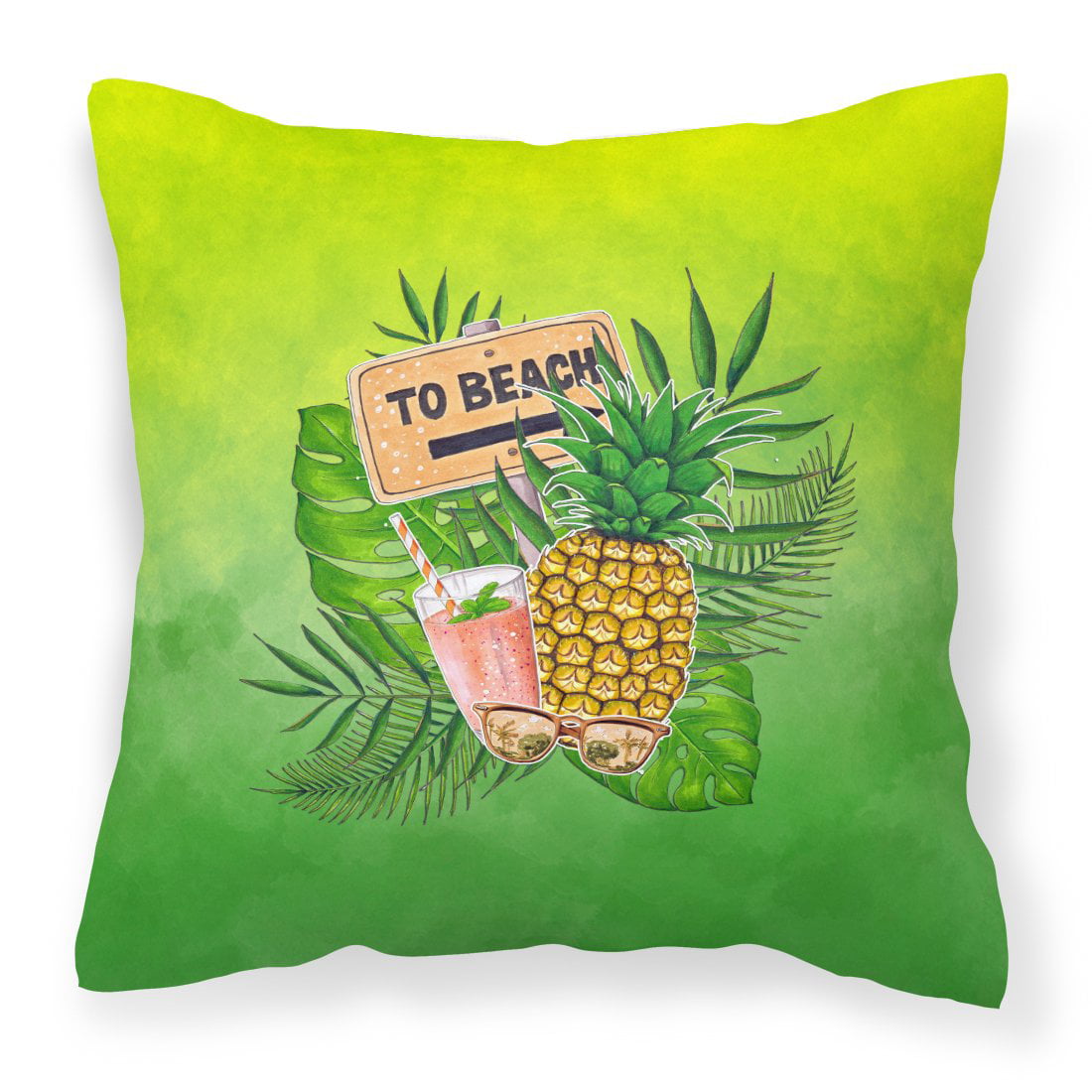 Caroline's Treasures BB7450PW1818 To the Beach Summer Fabric Decorative Pillow
