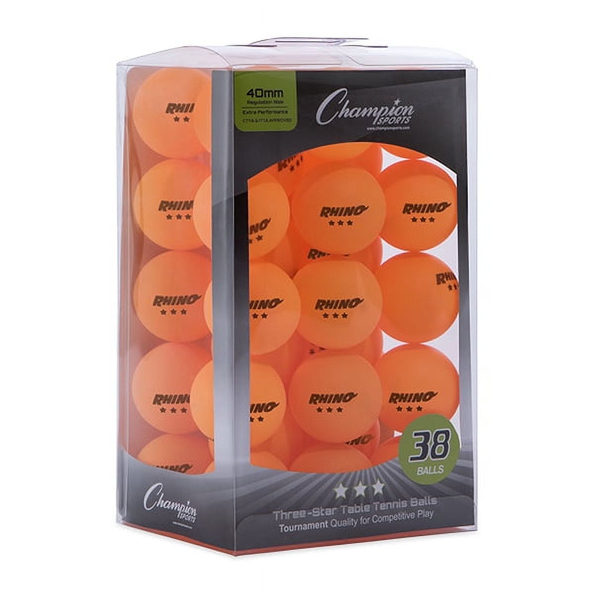 Champion Sports 3STR38OR 8 x 5 x 4 in. 3 Star Tournament Table Tennis Balls, Orange - Pack of 38