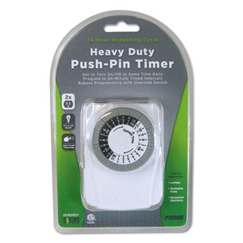 Prime Wire & Cable PMWTNI2423 24H Extension Electrom Heavy Duty Push-Pin Timer, White