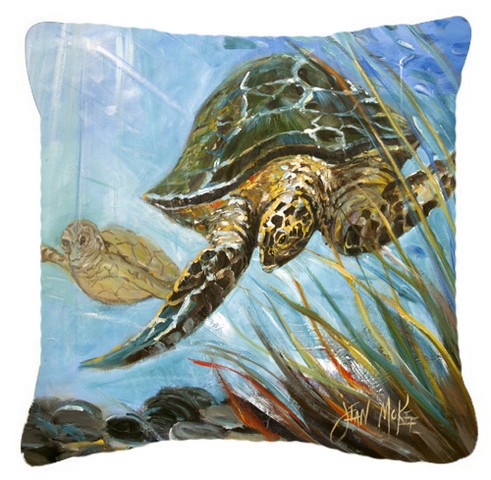 Caroline's Treasures JMK1261PW1414 Loggerhead Sea Turtle Canvas Fabric Decorative Pillow