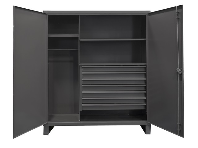 Durham HDWC246078-7M95 Extra Heavy Duty Welded 12 Gauge Steel Wardrobe Cabinets with 7 Drawers & 2 Shelves, Gray - 78 x 60 x 24 in.
