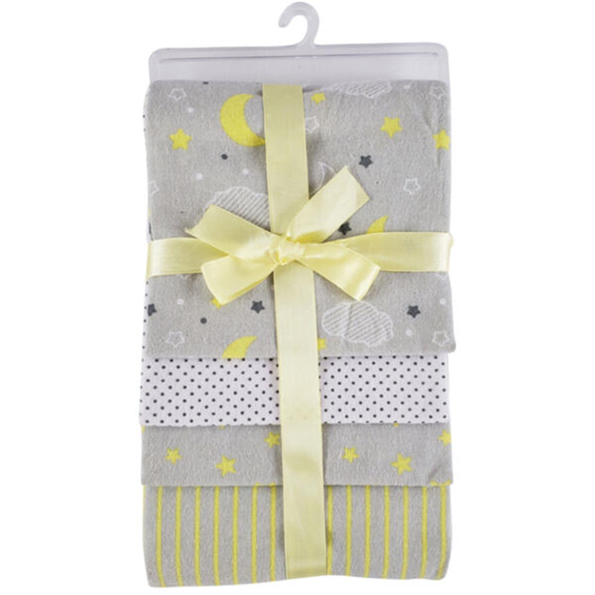 Bambini 3211Y 28 x 28 in. Flannel Receiving Blanket&#44; Yellow & Grey - 4 per Pack