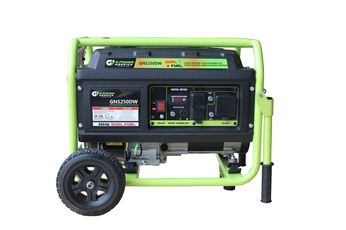 Green-Power GN5250DW 5250-4750W Dual Fuel Gasoline & Propane Powered Portable Generator with 223cc Professional Engine