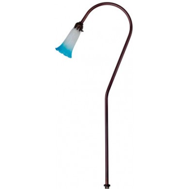 Dabmar Lighting LV114-ABS-BLUE Brass Path- Walkway and Area Light with Tulip Glass Shade- Antique Brass