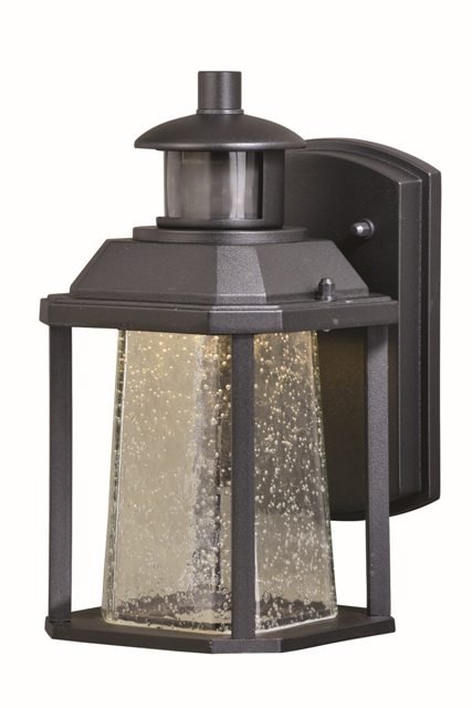 Vaxcel International T0321 11W 5.5 in. Freeport Dualux LED Outdoor Wall Light Textured Black, Clear Seeded Glass
