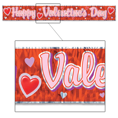 BEISTLE CO Beistle - 70880 - Metallic Happy Valentines Day Fringe Banner- Pack of 12