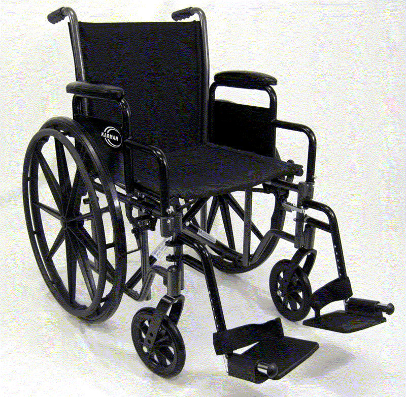 CARMAN Karman LT-700T 18 Inch Lightweight Deluxe Wheelchair with Flip Back and Detachable Desk Armrests