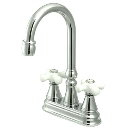 Kingston Brass KS2491PX Two Handle 4 in. Centerset Bar Faucet without Pop-Up Rod