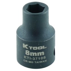 K Tool International KTI-37108 0.37 in. Drive Standard 6 Point Impact Socket 8 mm