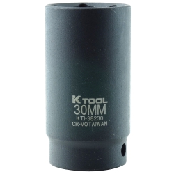 K Tool International KTI-38230 0.5 in. Drive Deep 6 Point Impact Socket, 30 mm