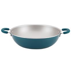 Rachael Ray 12162 14.25 in. Create Delicious Aluminum Nonstick Wok - Teal Shimmer