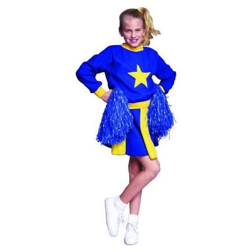 RG Costumes 91234-B-Y-L Large Cheerleader Costume - Blue-Yellow (Pom - Poms Not Included)