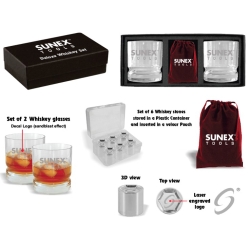 Sunex Tools Inc Sunex SUNWSS16 Sunex Whiskey Glass Set with Stones