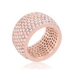 J. Goodin Jgoodin R08448A-C01-05 Womens Wide Pave Cubic Zirconia Rose Gold Band Ring - Size 5