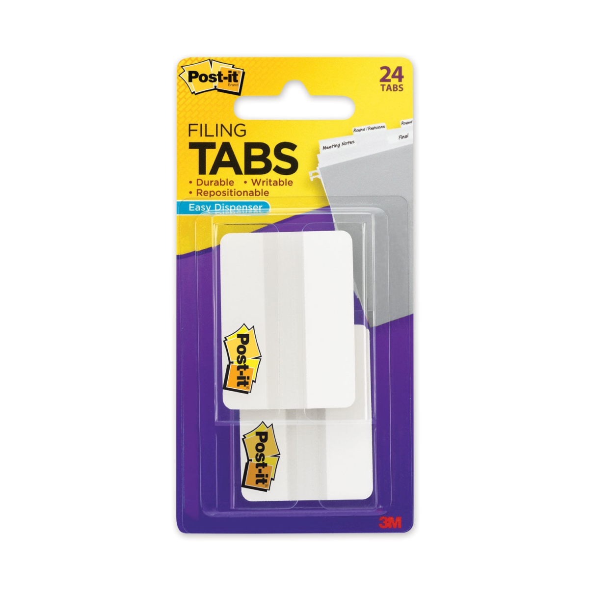3M 686-24WE 2 x 0.5 in. Sticky Flag - Durable White Filing Cut Tabs, White - Pack of 24