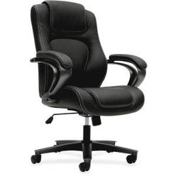 Basyx HON Hvl402 Series Executive High-Back Chair, Supports Up To 250 Lb, 17" To 21" Seat Height, Black Seat/Back, Iron Gray Base