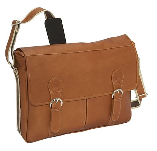 Piel Leather 2810 Classic Expandable Messenger Bag - Saddle