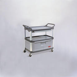 Rubbermaid Commercial Products RCP 4094 GRA Xtra 3-Shelf Instrument Cart Lockable Doors Gra