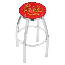 Holland Bar Stool L8C2C30JimiH06 30 in. L8C2C - Chrome Jimi Hendrix Experience Red Swivel Bar Stool with Accent Ring