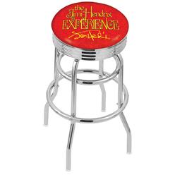 Holland Bar Stool L7C3C30JimiH06 30 in. L7C3C - Chrome Double Ring Jimi Hendrix Experience Red Swivel Bar Stool with 2.5 in. Ribbed Accent Ring