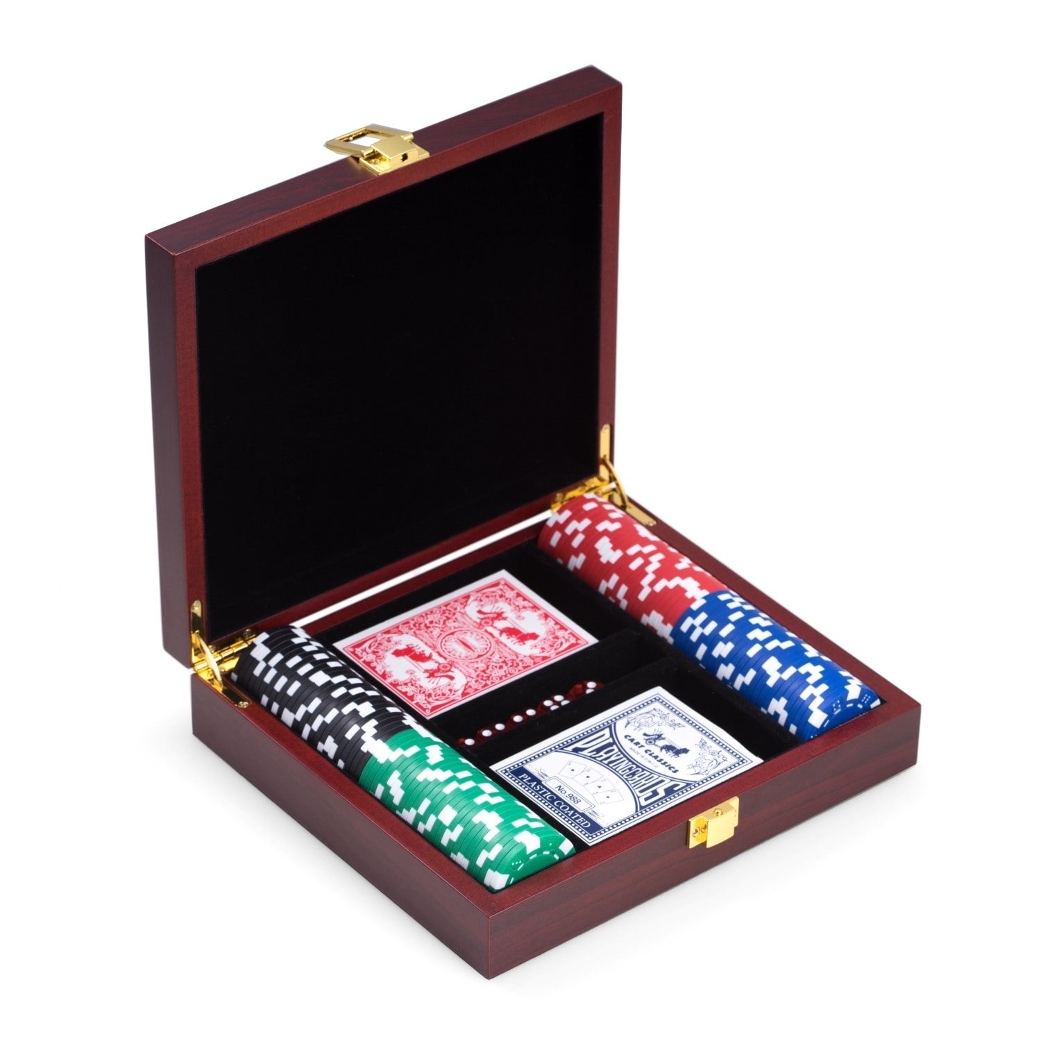 Bey Berk International Bey-Berk International G555 Bey Berk Poker Set with 100 Clay Composite Chips, Rosewood
