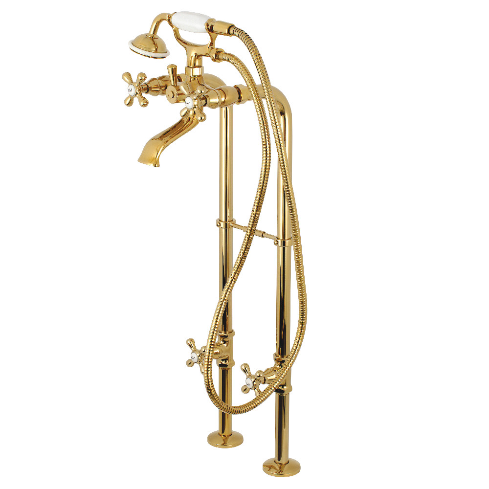Kingston Brass CCK266K2 Freestanding Tub Faucet Supply Line with Stop Valve & Handle&#44; Polished Brass - 20.76 x 9.9 x 8.11 in.
