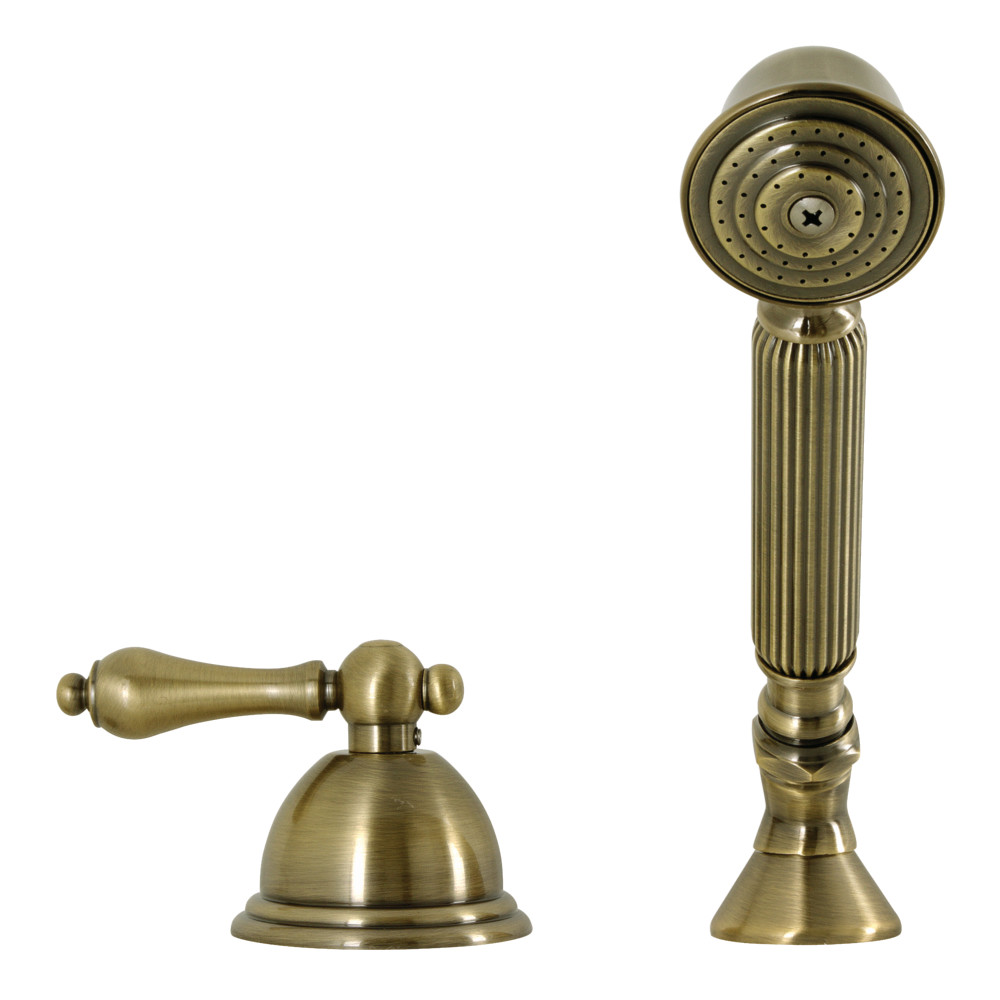 Kingston Brass KSK3353ALTR Deck Mount Hand Shower with Diverter for Roman Tub Faucet, Antique Brass